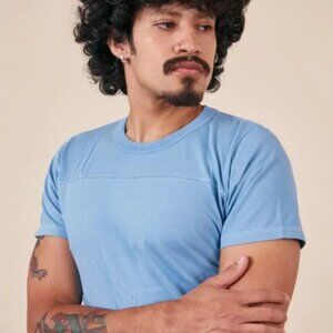 NWOT Big Bud Press Jr. Varsity Tee Shirt Blue Size Petite Unisex